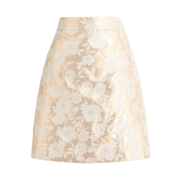 J.Crew Floral Jacquard Skirt Rose Gold - Picture 2 of 8